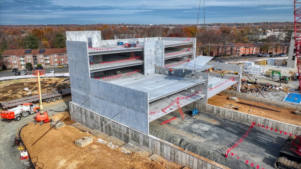 Parking garage being built on the Elms Mt Vernon Project in Alexandria, VA.